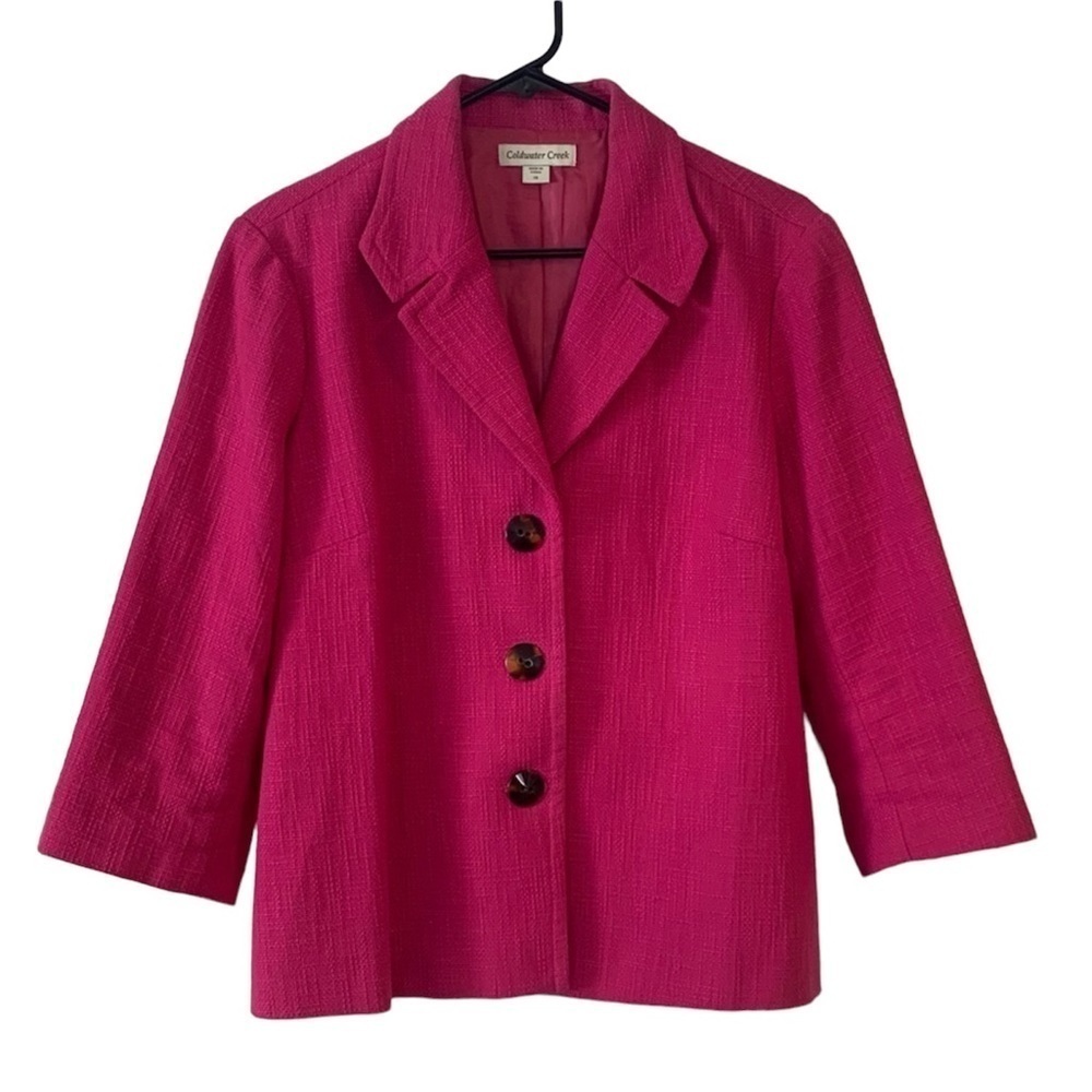 Coldwater Creek Hot Pink Linen textured blazer size 14